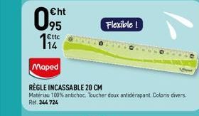 Cht  95  114  Maped  RÈGLE INCASSABLE 20 CM  Matériau 100% antichoc. Toucher doux antidérapant. Coloris divers. Ref.344 724  Flexible ! 