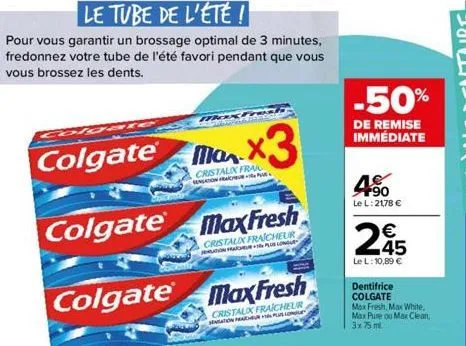 le tube de l'été !  pour vous garantir un brossage optimal de 3 minutes, fredonnez votre tube de l'été favori pendant que vous vous brossez les dents.  colgate ma  colgate maxfresh  cristalx fraicheur