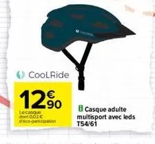 coolride  12%  lecasque dont 0,02€ dico-participation  8 casque adulte multisport avec leds t54/61 