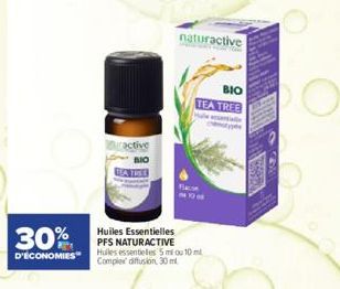 30%  D'ÉCONOMIES  active  Huiles Essentielles PFS NATURACTIVE Hulles essentieles 5 mou 10ml Complex diffusion, 30 ml  naturactive  BIO  TEA TREE 