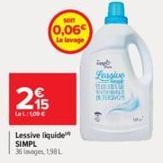 ماره  פ  LeL: 1,09 €  som  (0,06€  Le lavage  Lessive liquide SIMPL 36 lavages, 1,98 L  Lessive  MONIKAR NOORTE  DETERSVO 