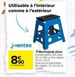 utilisable à l'intérieur comme à l'extérieur  venteo  8%  le marchepied  marchepieds pliant en polypropylene, dim, pliée: 35 x 3 x 40,3 cm, dim, dépliée: 31 x 22 x 22 cm  existe aussi le petit modele: