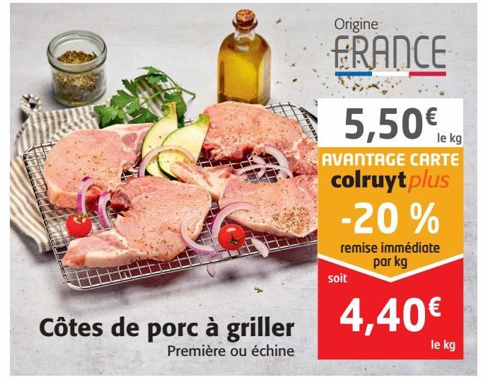 Cotes de porc à griller