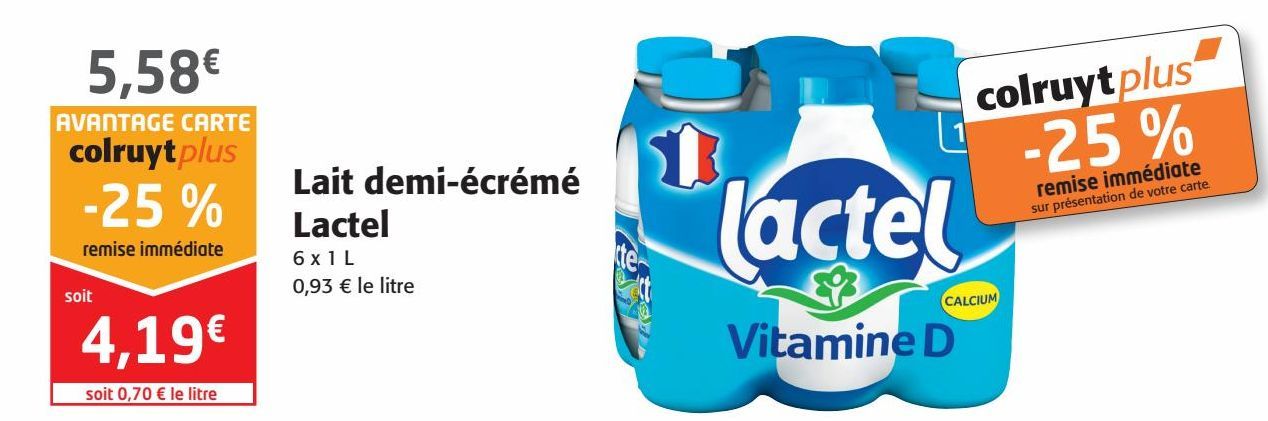 Lait demi-écrémé Lactel