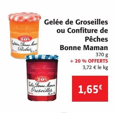 gelée de groseilles ou confiture de pêches bonne maman