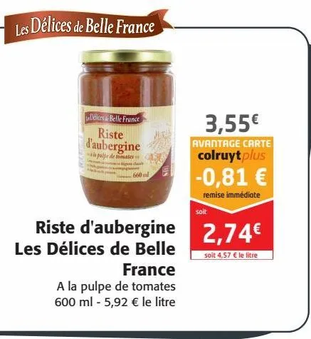 riste d'aubergine les délices de belle france