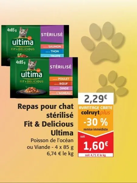 repas pour chats stérilisé fit & delicious ultima