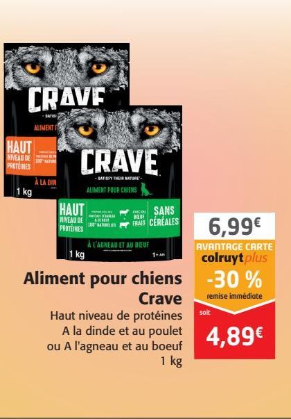 Aliments pour chiens Crave