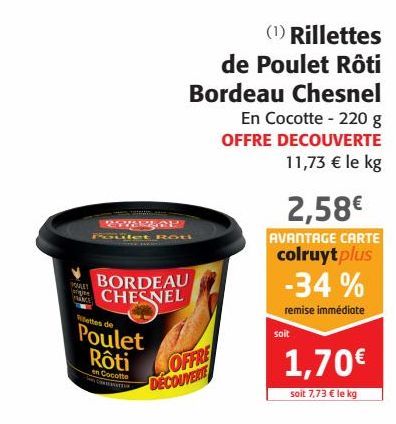 Rillettes de poulet Roti Bordeau Chesnel