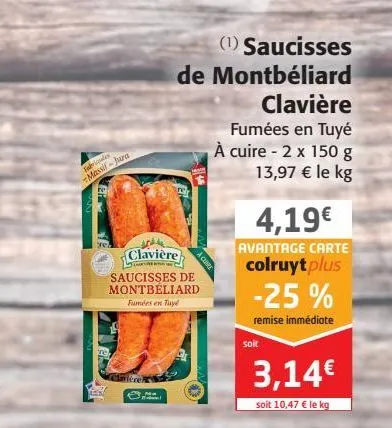 saucisses de montbéliard clavière