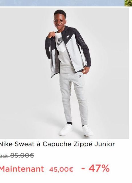 An  Q  Nike Sweat à Capuche Zippé Junior Était-85,00€  Maintenant 45,00€ - 47% 