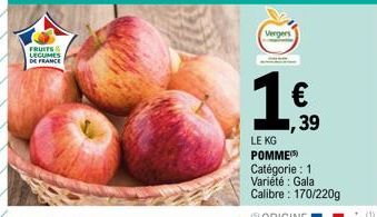 FRUITS & LEGUMES DE FRANCE  Vergers  1€.  39 