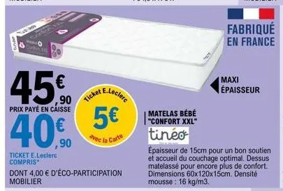 matelas bébé e.leclerc