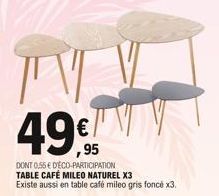 DONT 0,55 € DECO-PARTICIPATION  TABLE CAFÉ MILEO NATUREL X3  Existe aussi en table café mileo gris foncé x3. 