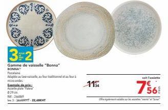 3F2  Gamme de vaisselle "Bonna" BONNA  P  Adapu-va for  micro-ondes  Exemala de gra Asplan Pa  029  R: 266869  3:36T-22,68CHT  11%  Offres  sta  7568 