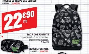 SAC À DOS FORTNITE 1 compartiment + 1 poche frontale. Bretelles matelassées  3184474  TROUSSE FORTNITE 3184475 6,90€TTC  cree ROSALE 