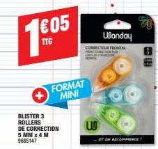 BLISTER 3 ROLLERS  FORMAT MINI  DE CORRECTION  5 MM X 4 M  9685147  w  Ubonday  ET ON RECOMMENCE! 