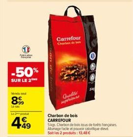 charbon de bois Carrefour