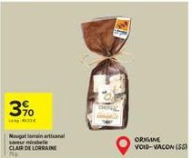 3%  Nougat lain artisanal savurnirabelle CLAIR DE LORRAINE  ORIGINE VOID-VACON (55) 