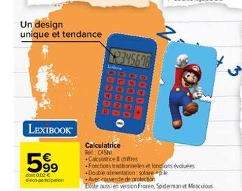 Un design unique et tendance  LEXIBOOK  5999  dont 0,02 € d'éco-participation  345678  Lisbees  Calculatrice AM: CASNI Calculatrice 8 chiffres  300  -Fonctions traditionnelles et fonctions évoluées  -