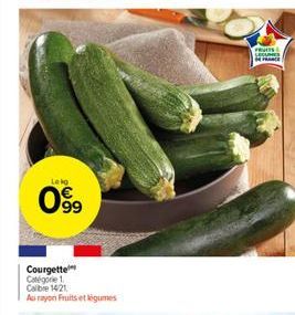 Lekg  099  Courgette Catégorie 1 Calibre 1421 Au rayon Fruits et légumes  FRUITS LOCUINES 