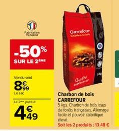 charbon de bois Carrefour