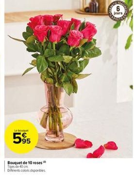 Le bout  63  Bouquet de 10 rosesin Tige de 40 cm  Diferents colors disponibles  NEM  6  jours 