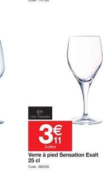 Chede  3€  la pièce  Verre à pied Sensation Exalt 25 cl Code: 685326 