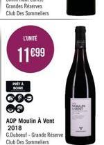 L'UNITÉ  11€99  PRITA BOIRE  CO 06  AOP Moulin À Vent  2018 G.Duboeut-Grande Réserve Club Des Sommeliers  HOUR PER 