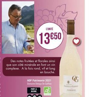 Des notes fruitées et florales ainsi que son côté minérale en font un vin complexe. A la fois rond, vif et long  en bouche.  85  L'UNITÉ  13650  AOP Patrimonio 2021 Domaine Orenga De Gaflory  Ben&Gu  