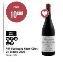 L'UNITÉ  10€99  PORTA BOUR  000  AOP Bourgogne Haute-Côtes-De-Beaune 2020 Nicolas Potel 