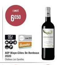 L'UNITÉ  6850  PRET A BOI  000  Live 2021  demeter  AOP Blaye-Côtes De Bordeaux 2020 Chateau Les Garelles 