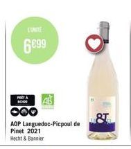 LUNITE  6€99  PRITA BOWE  OO  AOP Languedoc-Picpoul de  Pinet 2021  Hecht & Bannier 