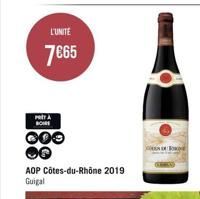 L'UNITE  7€65  POTA BOIRE  000  AOP Côtes-du-Rhône 2019 Guigal 