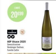 LUNTE  20€99  CONSERVER  AOP Alsace 2020 Gewurztraminer Vendanges Tardives Famille Cattin  CATTIN 