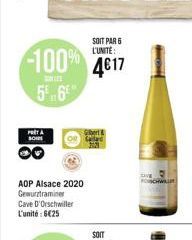 PORTA SOM  AOP Alsace 2020 Gewurztraminer Cave D'Orschwiller L'unité: 6€25  bet  FORSCHWILL 