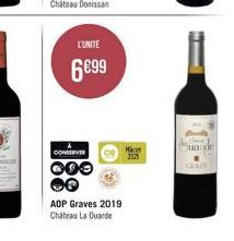 L'UNITÉ  6€99  CONSERVER  00 CO  AOP Graves 2019  Chateau La Ouarde  -  un 