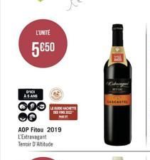 L'UNITÉ  5€50  DICI AS AND  OOⒸENT  AOP Fitou 2019 L'Extravagant Terroir D'Altitude  