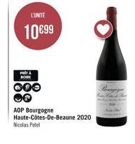 L'UNITE  10€99  PORTA BORGE  000  AOP Bourgogne Haute-Côtes-De-Beaune 2020 Nicolas Potel 