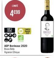 @  PORTA BOIRE  L'UNITÉ  4€99  AOP Bordeaux 2020  Bruno Belly  Vigneron Ethique  BADE 