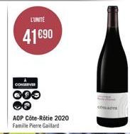 L'UNITÉ  41€90  188  CONSERVER  AOP Côte-Rôtie 2020 Famille Pierre Gaillard  COAT 