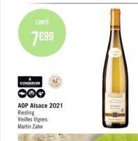 L'UNITE  7699  CONSERVER  AOP Alsace 2021 Riesling Vieilles Vignes Martin Zahn 