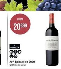 L'UNITE  20€99  CONSERVER  OOO  AOP Saint Julien 2020 Chateau Du Glana 