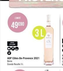 L'UNITÉ  49 €90  DICI ASANS  AOP Côtes-De-Provence 2021 Berne  Grande Recolte 3 L  3L  www  