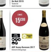 L'UNITÉ  15€99  DICI À SAMS  000  Burgunda 7000  AOP Auxey-Duresses 2017 Domaine Delagrange  2017 