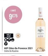PRET A BORE  L'UNITÉ  9€75  AOP Côtes-De-Provence 2021 Cloître De Roseline 