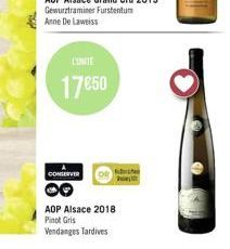 L'UNITE  17€50  CONSERVER  AOP Alsace 2018 Pinot Gris Vendanges Tardives 