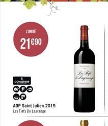 L'UNITÉ  21€90  188  CONSERVER  AOP Saint Julien 2019 Les Fiefs De Lagrange  Los Fruf Lagrang  