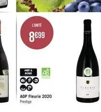 l'unité  8€99  fot bowde  aop fleurie 2020 prestige 