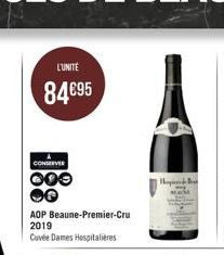 L'UNITÉ  84€95  CONSERVER  000 *  AOP Beaune-Premier-Cru  2019  Cuvée Dames Hospitalières  Hopierede 1 